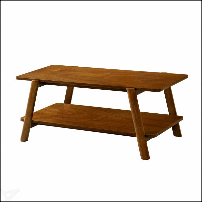 Table basse rectangulaire avec plateau en bois manufacturé, tablette et tiroir pour la vie moderne