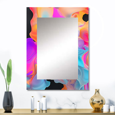 Peinture rose et bleue fusion IV - grand miroir mural, peinture abstraite moderne