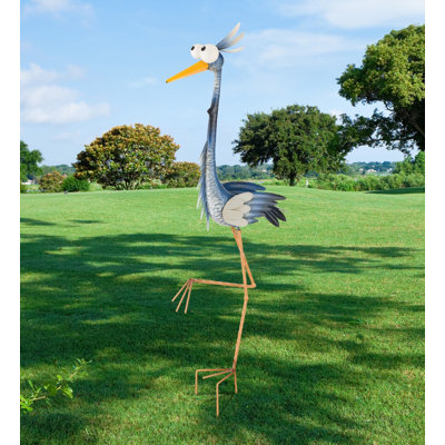 Piquet de jardin en métal Goofy Bird avec une finition multicolore résistante aux intempéries