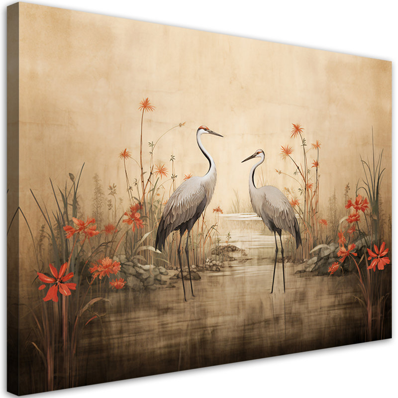 Cranes At The Lake - Wrapped Canvas Print, 40cm H x 60cm W