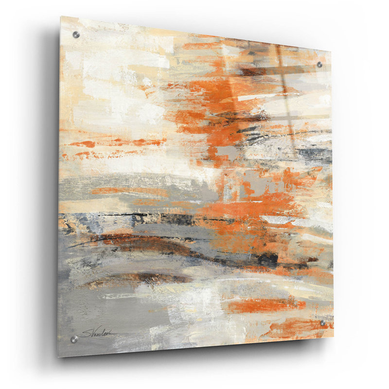  «Golden Dust C Orange» par Silvia Vassileva, art mural en verre acrylique, 24 po x 24 po, H 24 po x l 24 po