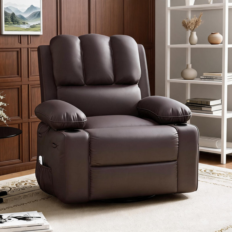Fauteuil inclinable en cuir avec chaleur et massage, Café