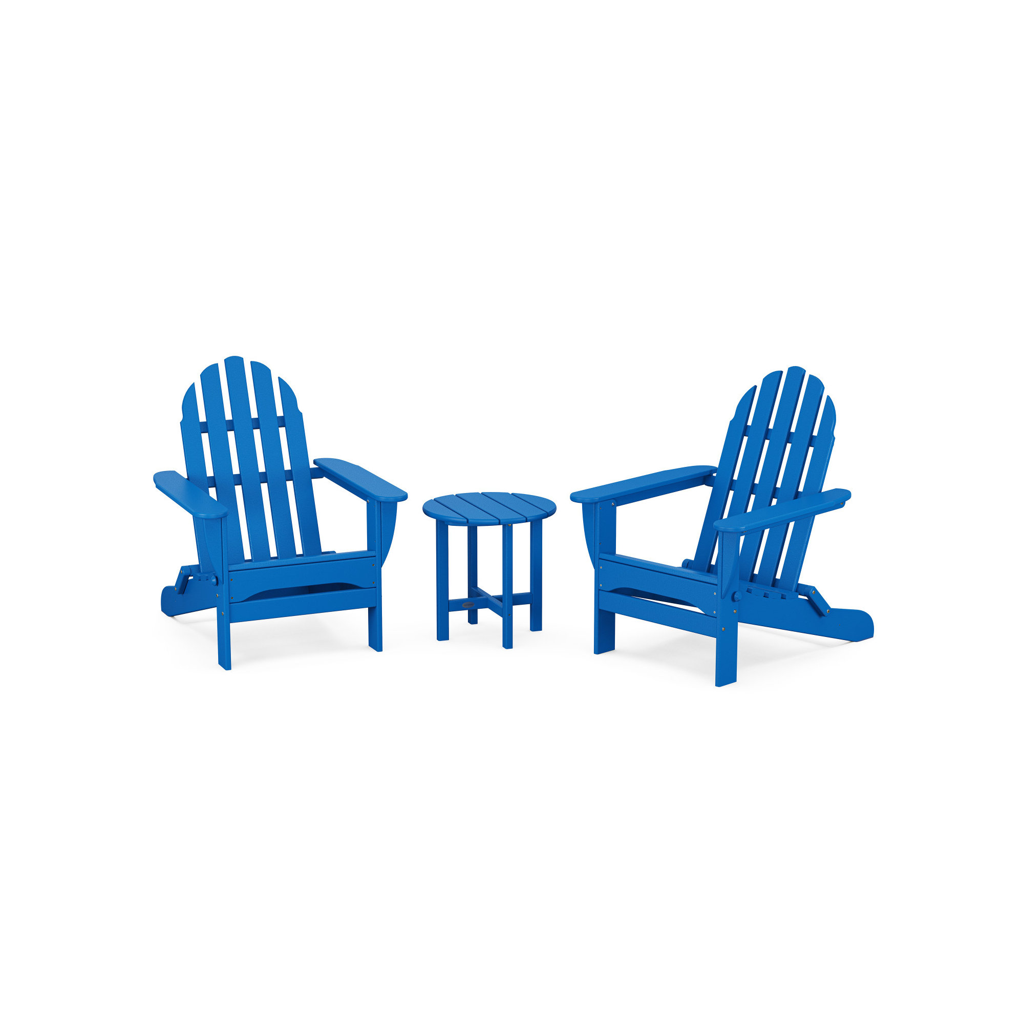 POLYWOOD Classic Folding Adirondack 3-Piece Set, Pacific Blue