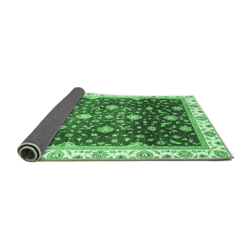 Tapis rond vert / noir en laine / polyester 7 pi Tamms