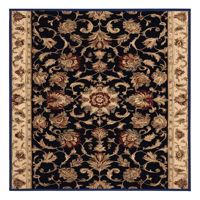 Tapis noir français lavable à la machine, Carré 5 pi