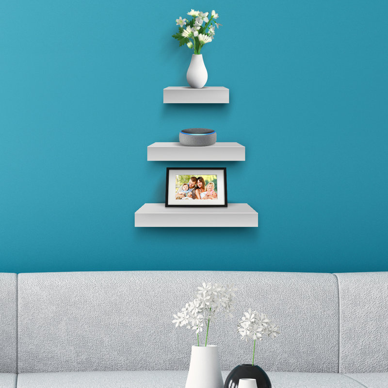 Suad 3 Piece Square Floating Shelf, White