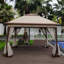 Pavillon de jardin d'extérieur 11 x 11 pi, structure en acier - dessus double couche, pour cour, camping, exposition, toile de toit escamotable, feu doux, patio amovible, exposition, fêtes