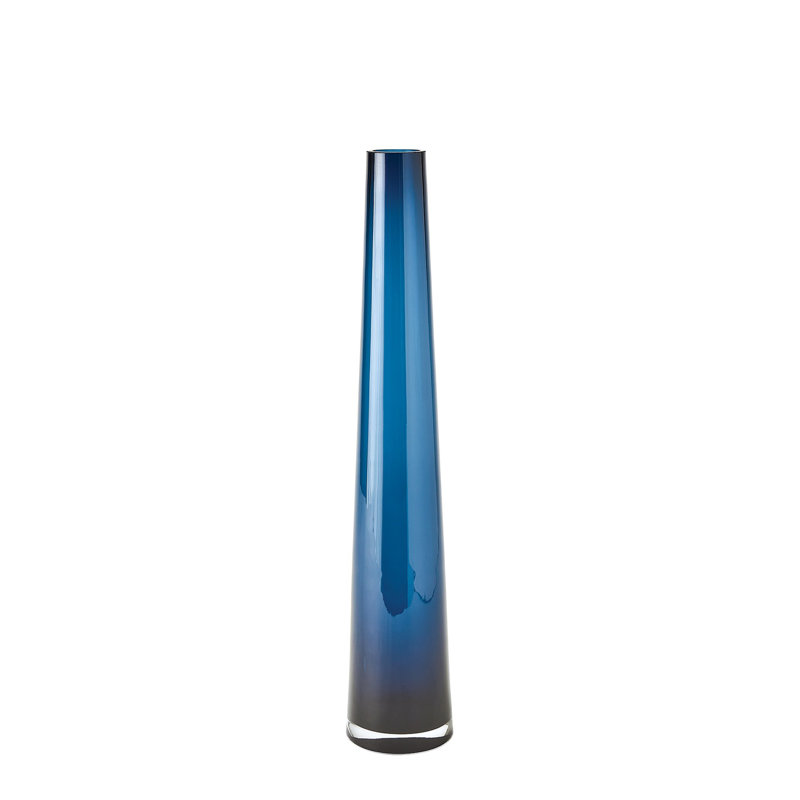 Vase de table en verre fait à la main, Bleu, H 23,75 po x l 4,75 po x P 4,75 po