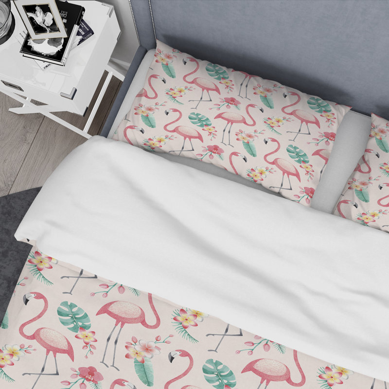 Ensemble de housse de couette en microfibre rose, Housse de couette double / grand et 2 taies décor