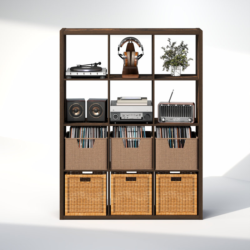 Tanvee 147.19cm H Media Shelves, Amber Pine