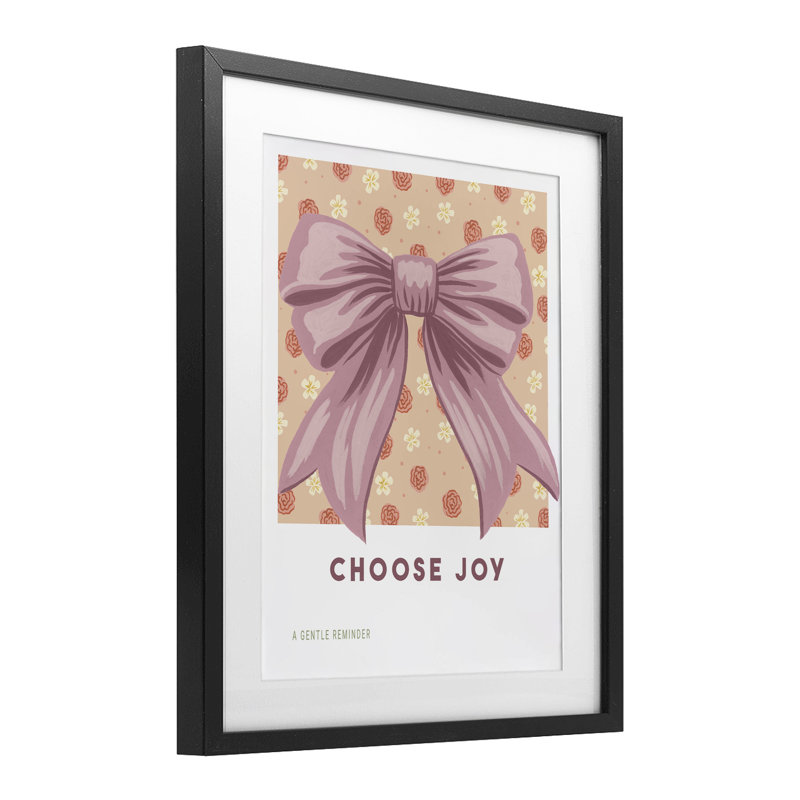«Select Joy Bow» avec imprimé floral encadré sous verre, design par Courtney Haley, H 16 po x l 13 po, Cadre noir minuit