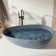 67'' X 31.5'' Freestanding Soaking Solid Surface Bathtub With Pop-Up Drain And Overflow,Body Cement Color+ Outer Dot