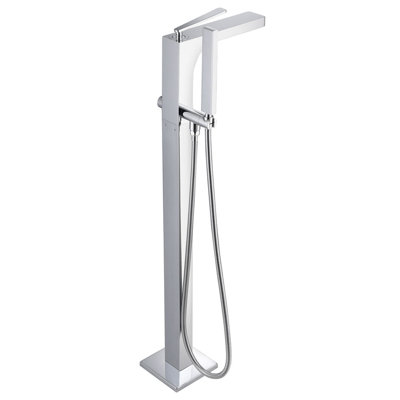 39" Floor Mount Freestanding Ultra High Flow Tub Filler with Sleek Handheld Shower