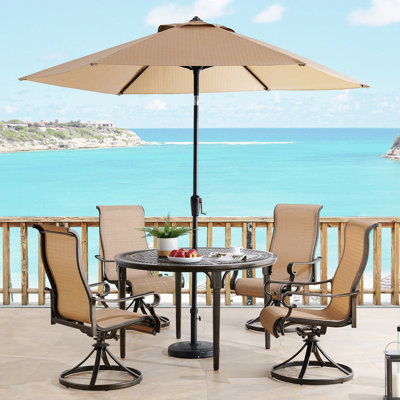 Sweeten 4 - Person Patio Dining Set with Round Table , Cushions Included
