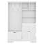 Modern White Hall Tree With Ample Storage - Elegant Entryway Organizer With Bench, Hooks, And Shelves