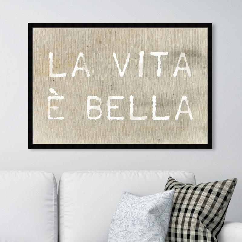 «Life is Beautiful Typographie and Quotes», reproduction d'art textuel sur toile, H 32 po x l 47 po, Cadre noir