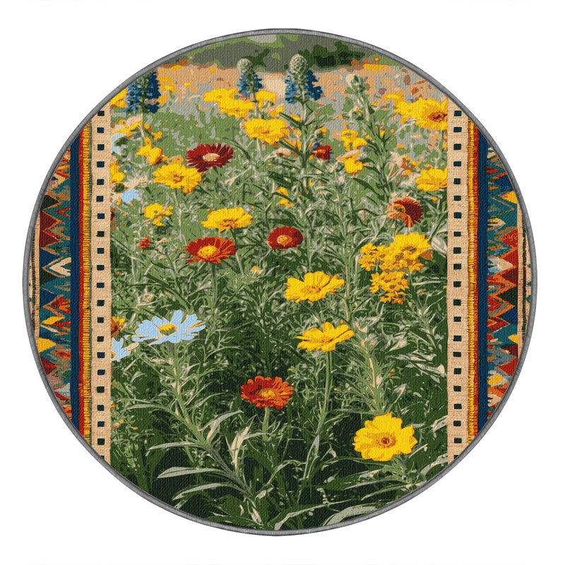 Tapis lavable Wildwest Desert Wildflower, Rond 5 pi