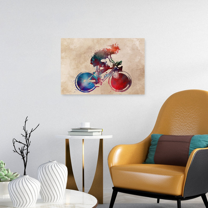 «Vibrant Cycling Motion», art mural contemporain, 16" H x 24" W