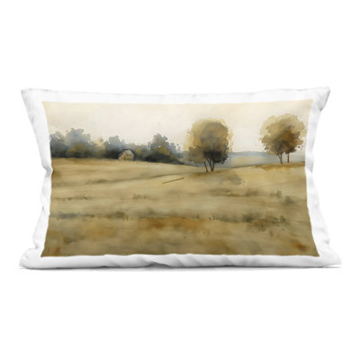 Solitude Fields Landscape Decorative Printed Throw Pillow design by LSR Creative Studio