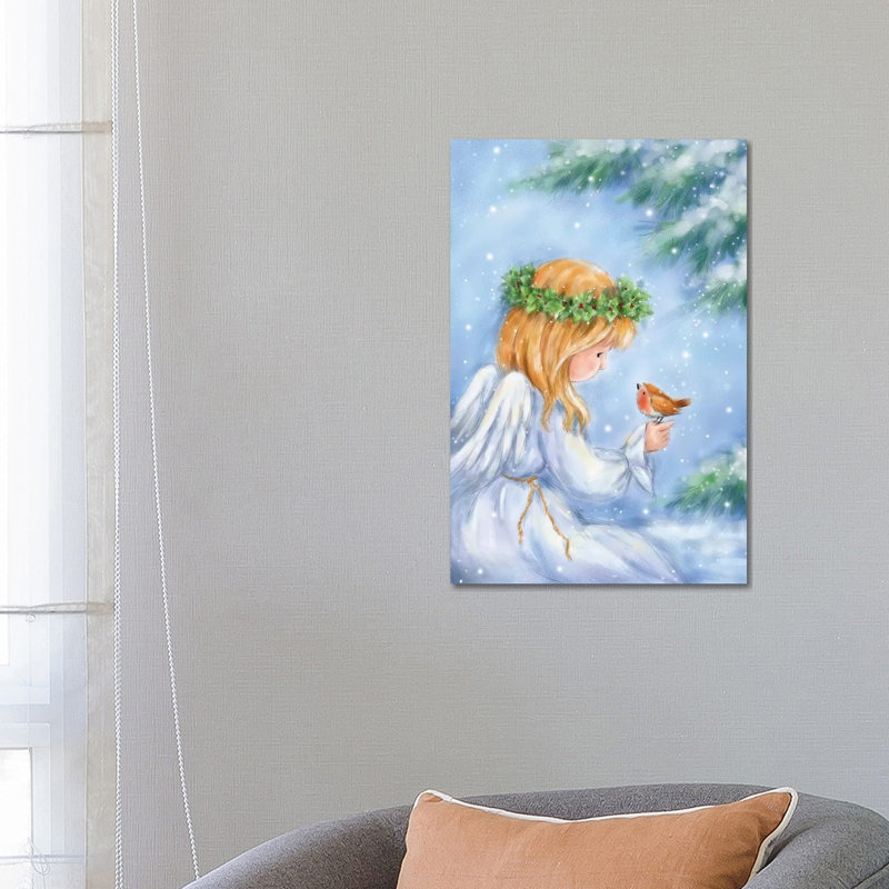 Angel And Robin by MAKIKO - Wrapped Canvas Print, 66.04 cm H x 45.72 cm W x 1.91 cm D