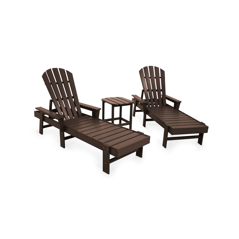 POLYWOOD South Beach Chaise 3-Piece Set, Mahogany