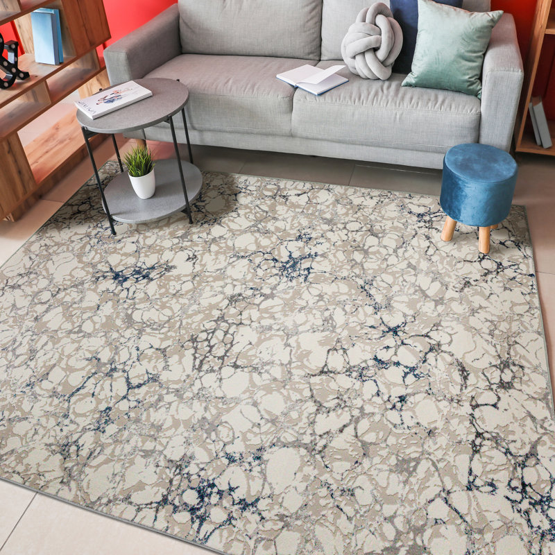 Tapis bleu abstrait Fynton 1240, Rectangle 7 pi 10 po x 10 pi 6 po