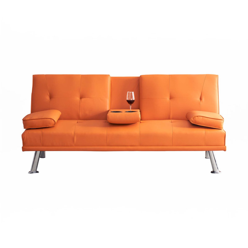 Office Double Folding Sofa Bed With Matching Coffee Table, Orange