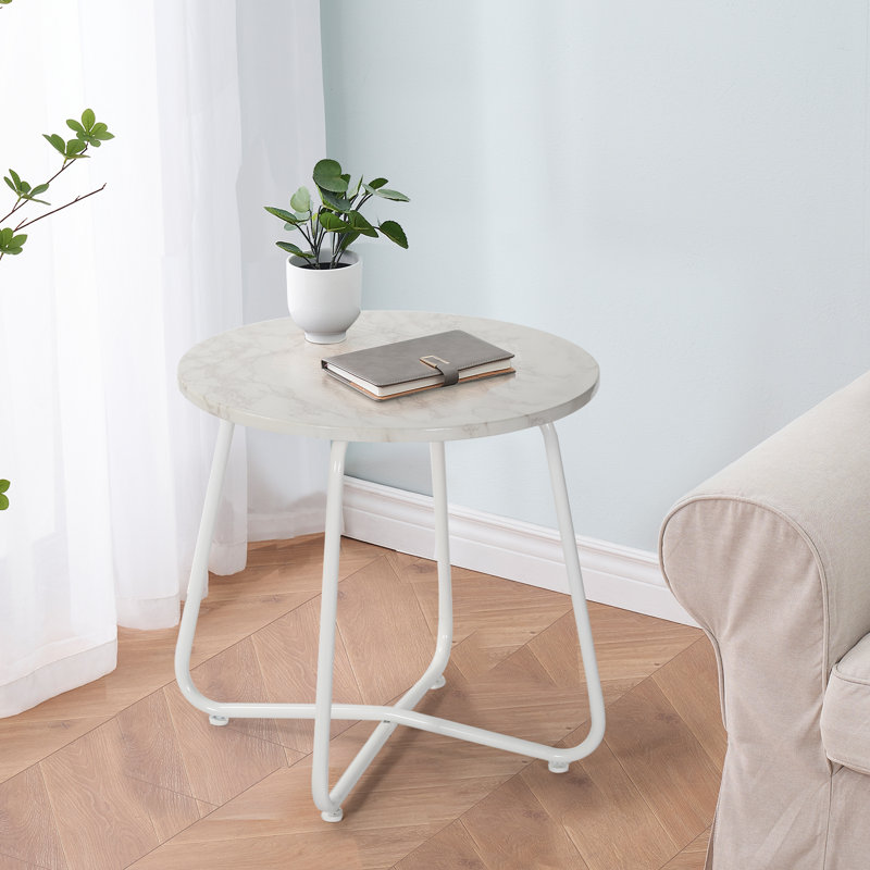 Artemus End Table, White Top/White Base