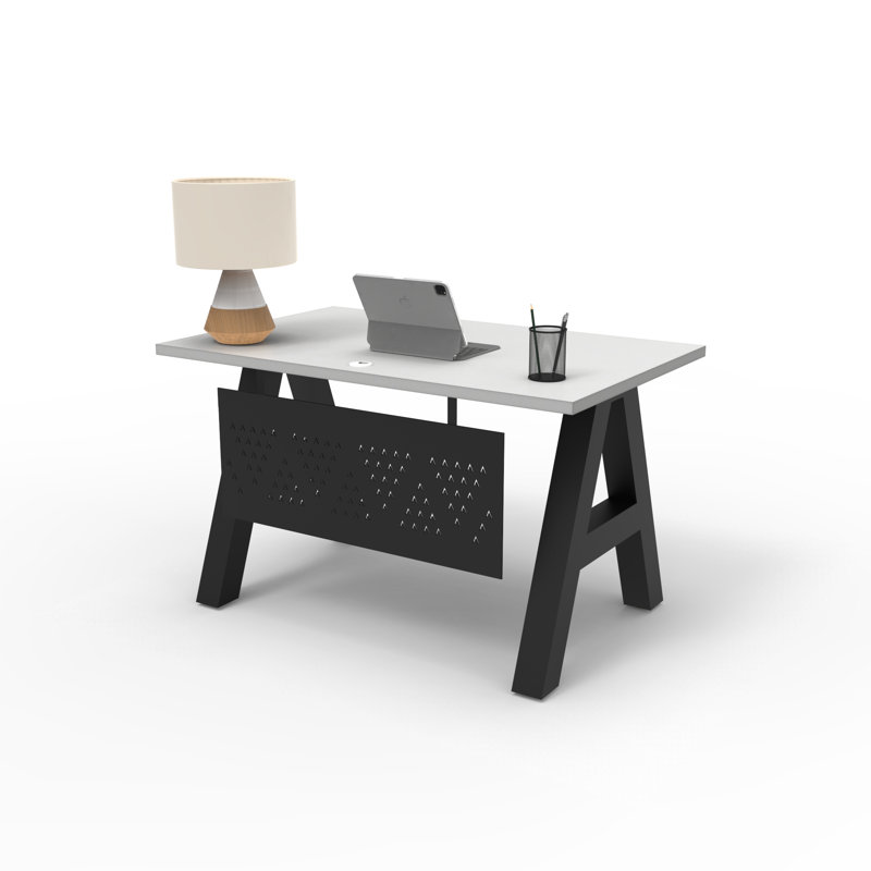 Serenity Modern A-Frame Executive Writing Office Desk, with Metal "A" Design Modesty, 48x24, White Top, Brite White