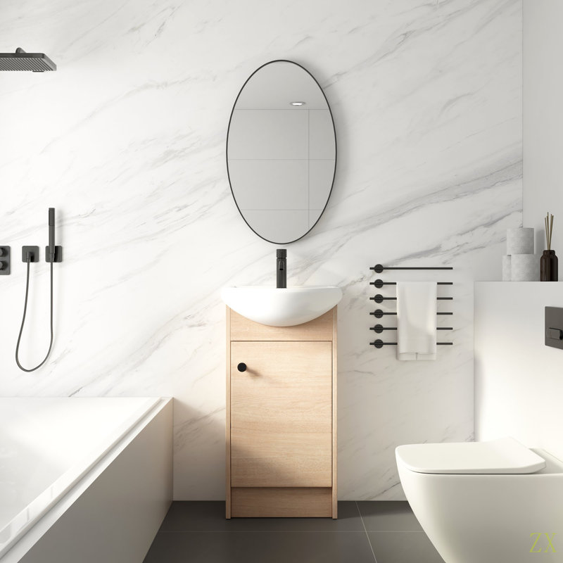 Petit meuble-lavabo autoportant de 18 pouces avec petit lavabo avec lavabo, meuble-lavabo et lavabo combiné (KD-PACKING)