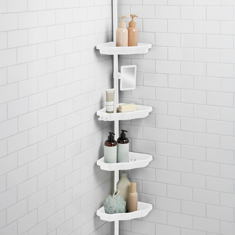  Organisateur de douche de coin à 4 niveaux en blanc