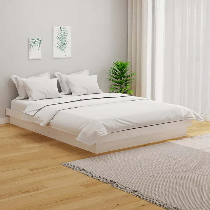 Bed Frame Solid Wood, white, Single (3')