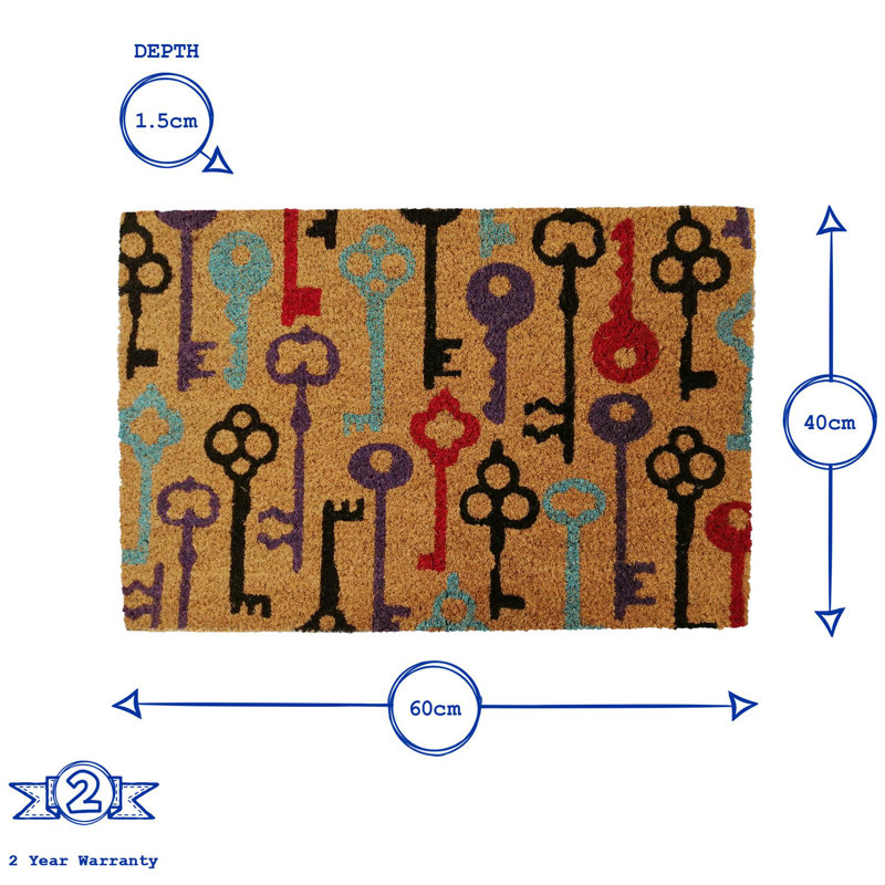Nicola Spring - Halloween Coir Door Mat - 60 x 40cm - Keys