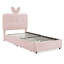 Full Size Kids Upholstered Bed with Rabbit Ear Headboard, LED Light & 4 Storage Drawers, Boucle Fabric,Beige-1240190070-1240190067