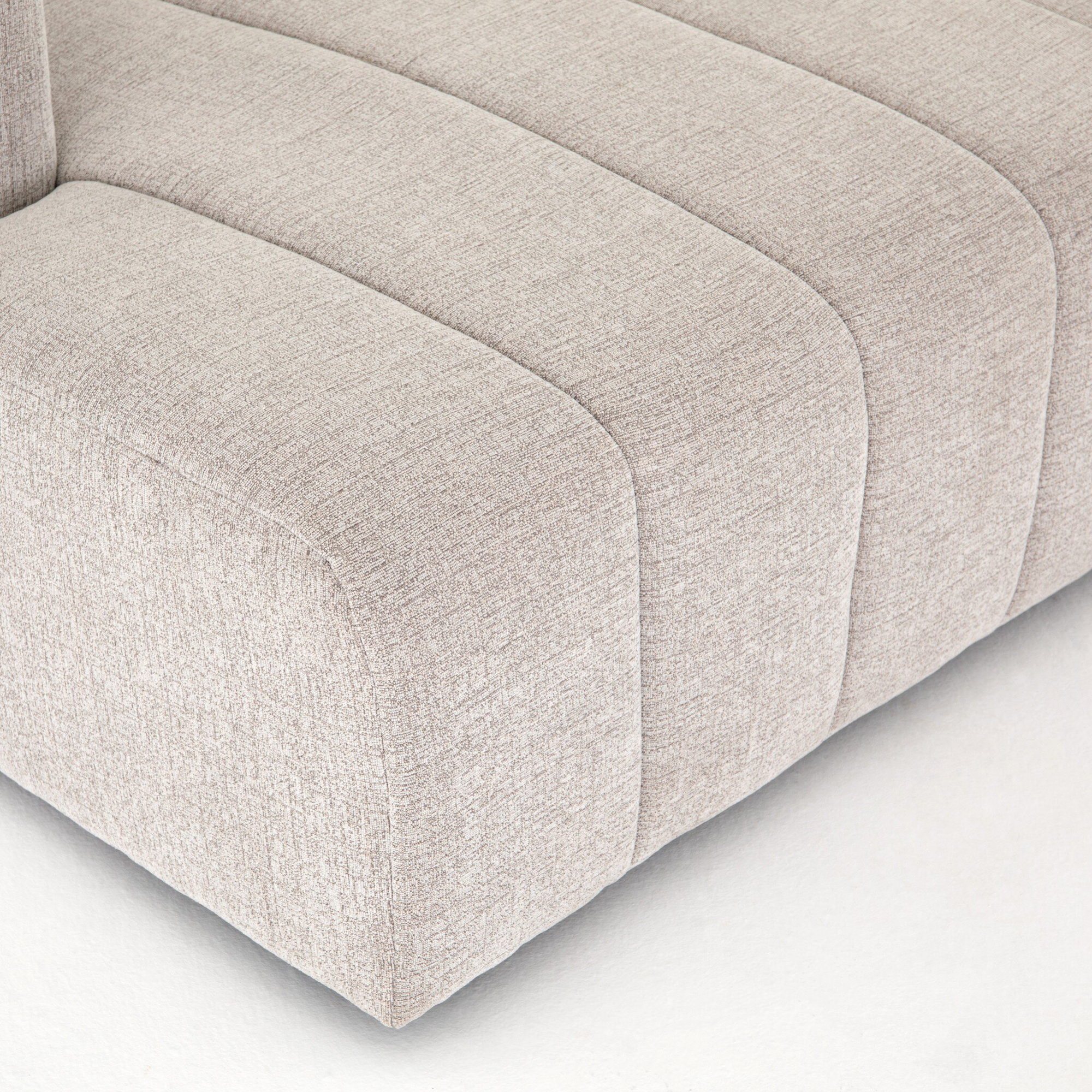 Bowry Channeled Raf Piece, Light Gray Napa Sandstone, Left Hand Facing