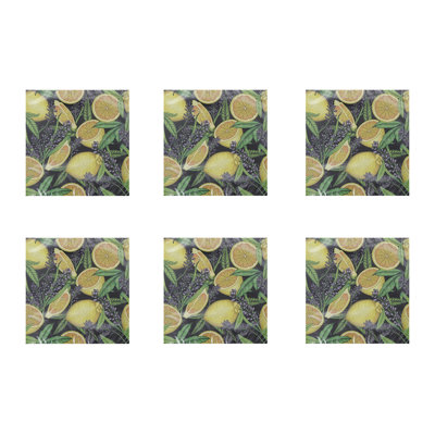 20 Pack Luncheon 3 Ply Napkin Lemon And Lavender - Set Of 6