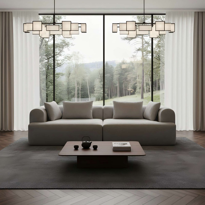96.06" Wide 2-Seater Sectional Sofa, No Assembly Required Cloud Sofa for Living Room, Gray