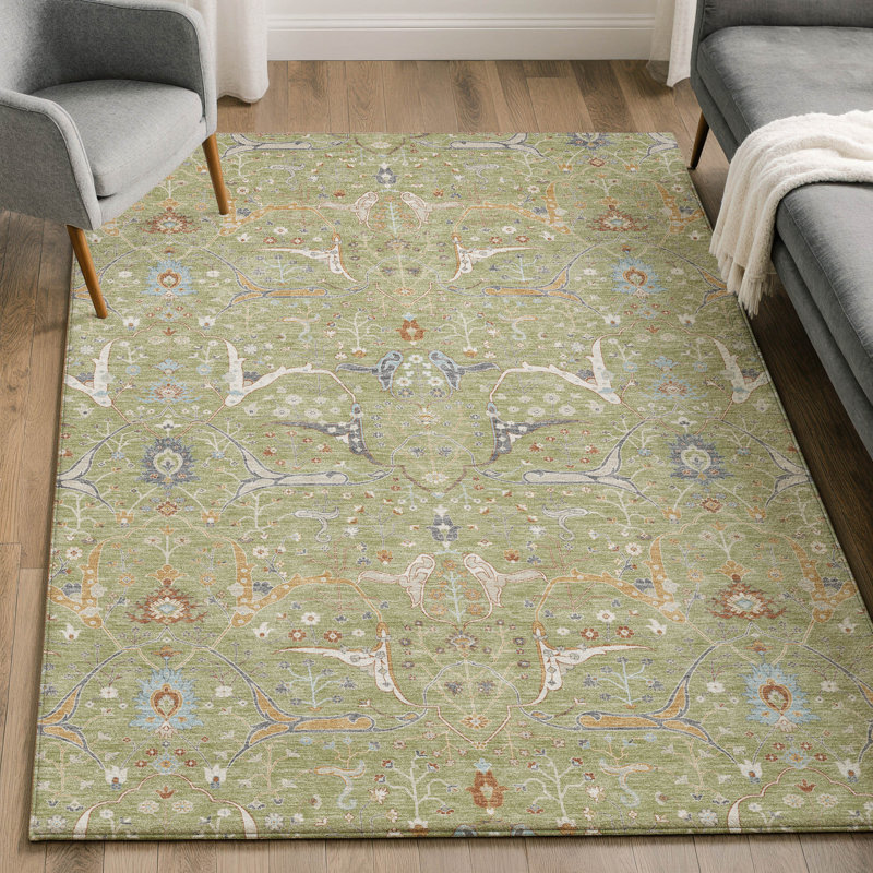 Premium Machine Washable Mayfield AMF2250 Global Rug, 8' x 10', Aloe