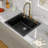 25" Granite Kitchen Sink Drop In Topmount Black Quartz Classic