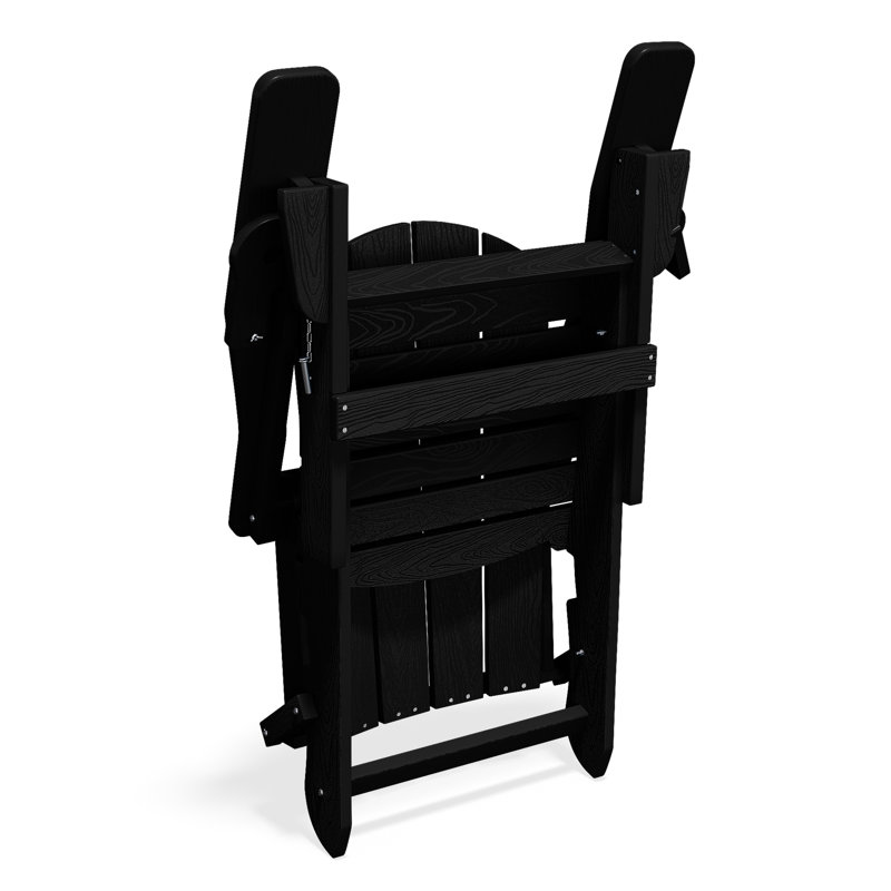 Chaise Adirondack pliante en polyéthylène haute densité Wolak avec porte-gobelet double, Noir