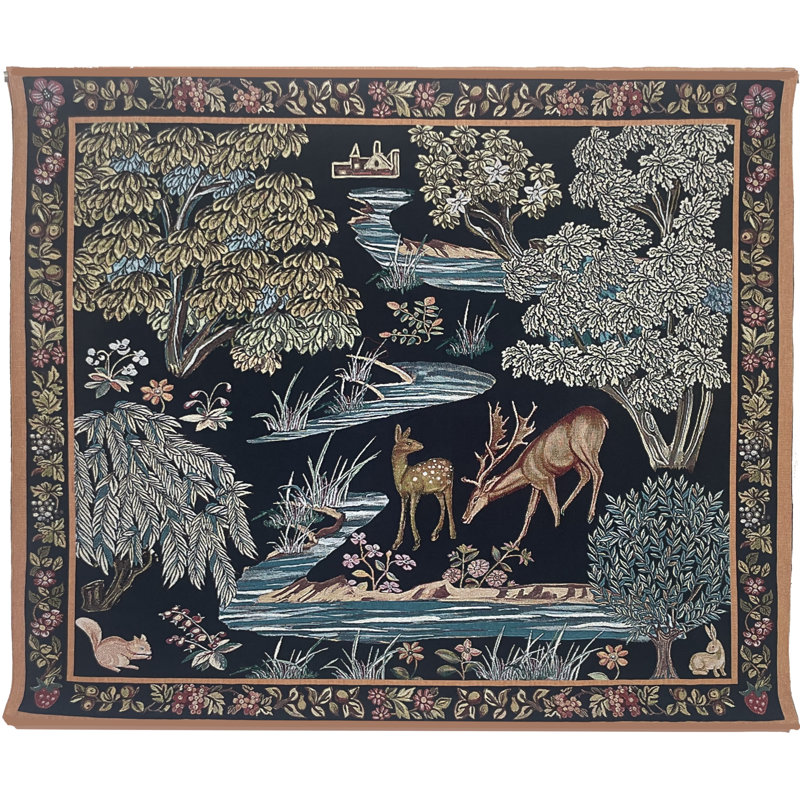 Suspension murale en coton William Morris The Brooks, Bleu/beige