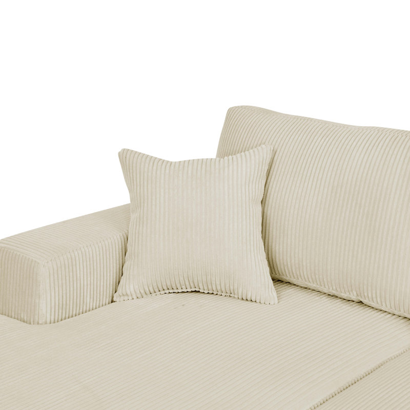 Canapé modulaire en U à double méridienne en velours côtelé, Beige