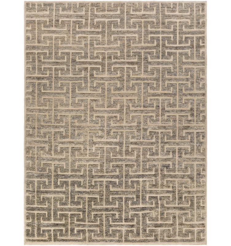 Tapis noué la zone grise à la main Amita, Rectangle 2 pi x 3 pi
