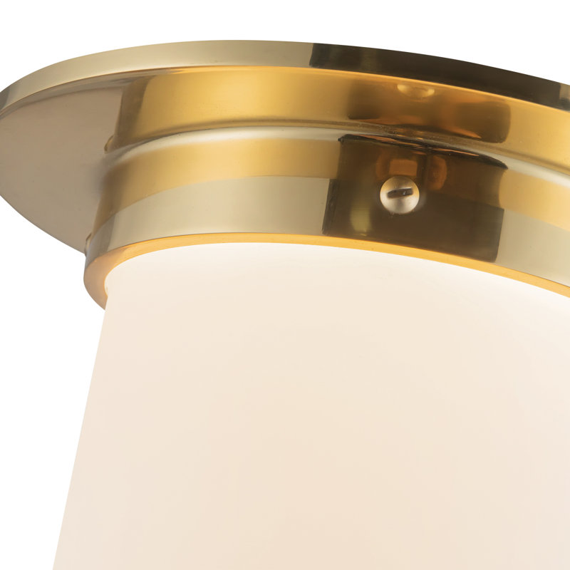 Mineral 8-in Brass Flush Mount, Brass, Opal Glass