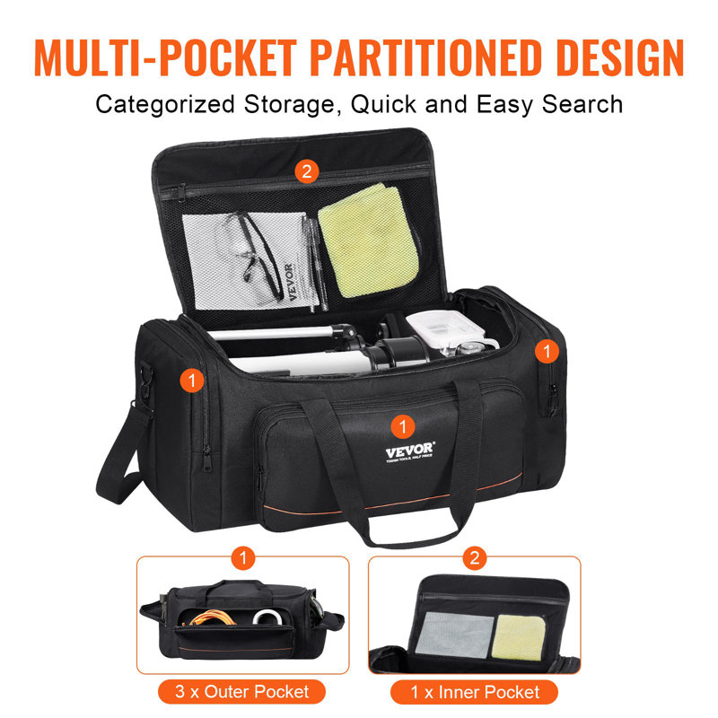 Telescope Case, 22 In, Telescope Storage Bag With Fixed Buckles, Multi-Pocket And Detachable Divider For Telescope, Shock-Absorbent Telescope Carrying Case To Easily Secure Optical Tube And Tripod