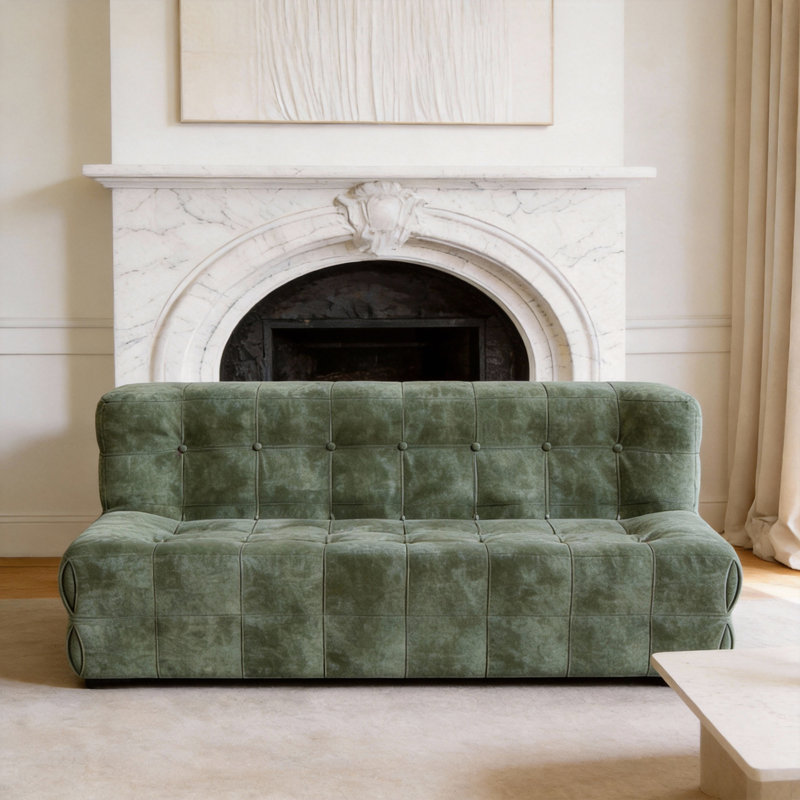 1 Seater Velvet Sofa, Dark Green