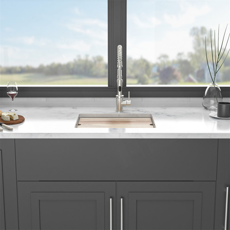 Quartz Kitchen Sink - 21X18" White Granite Composite Workstation Undermount Kitchen Sink, White