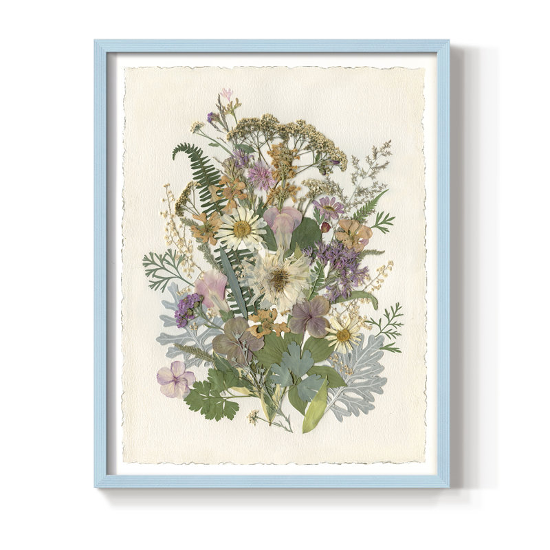 Organic Bouquet II, reproduction encadrée - bois massif, H 30 po x l 24 po, Bleu
