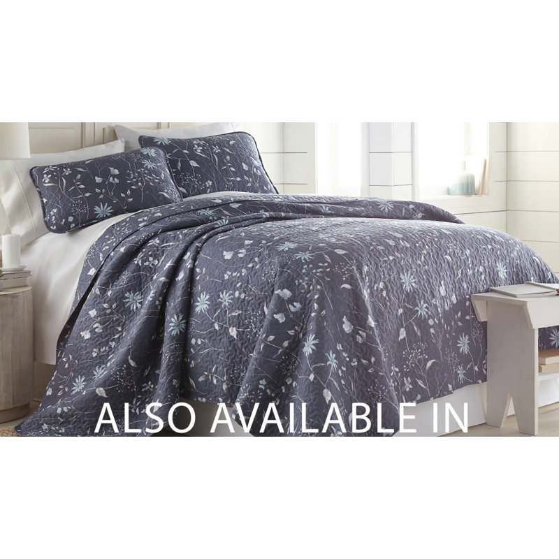 Secret Meadow Grey Full Microfiber Reversible Quilt Set