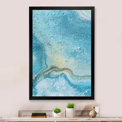 Blue and Yellow Liquid Marble Art II - Picture Frame Print on Canvas